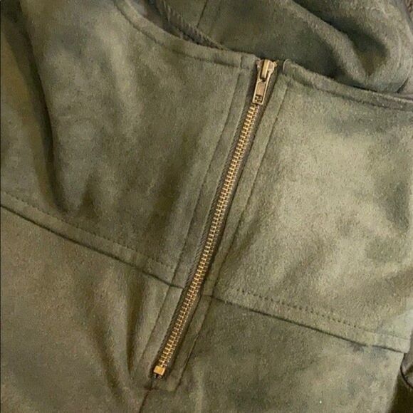 Xhilaration Olive Green Faux Suede Mini Cap Sleeve Dress Size XS - Picture 4 of 6